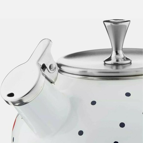Kate Spade New York Lenox Tea Kettle Cherry Dot White - New In Pink Box - Picture 3 of 9